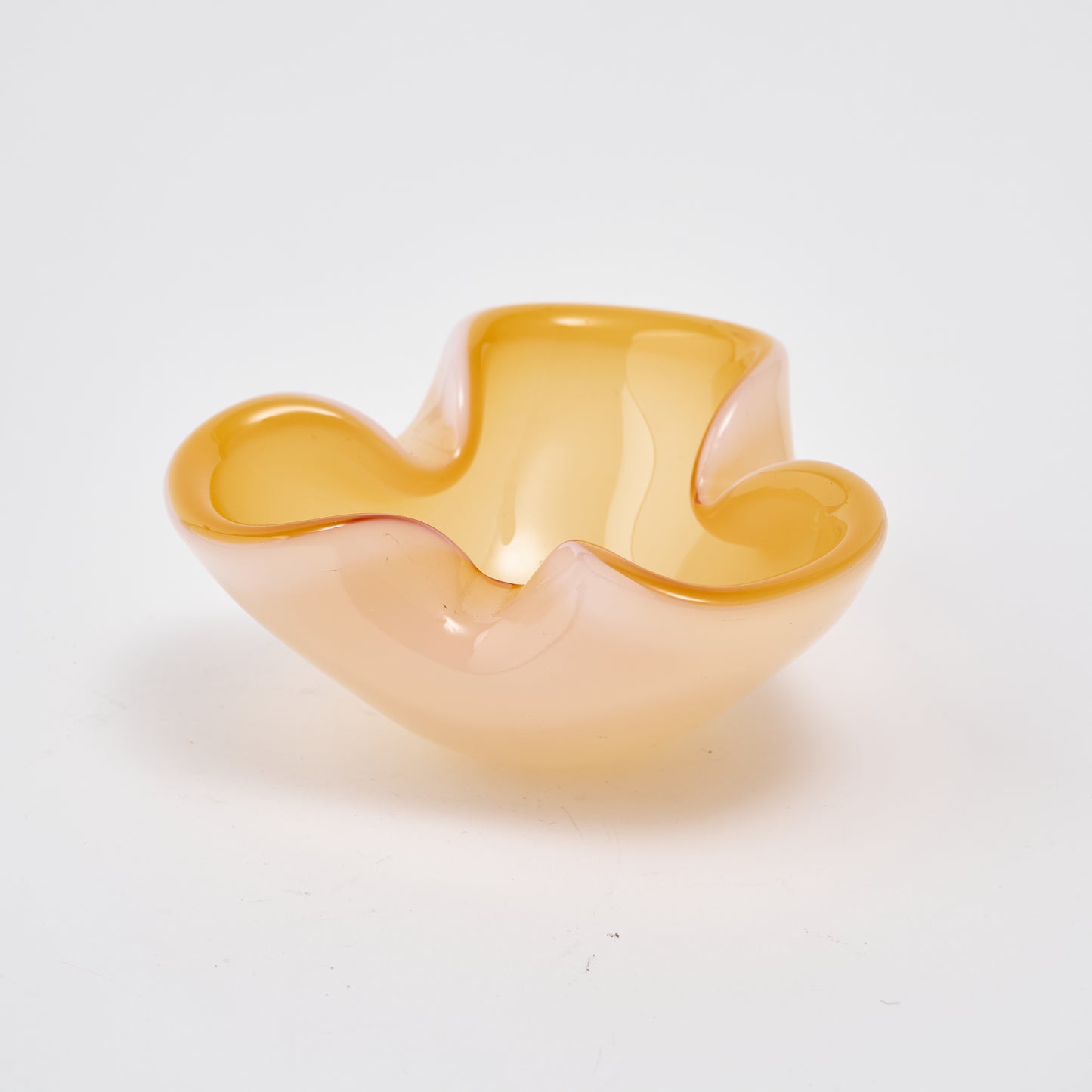 Beige and White Wavy Murano Bowl