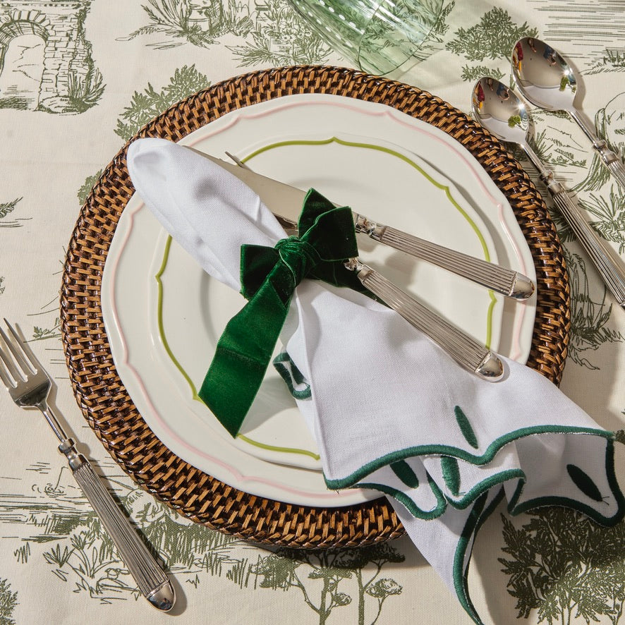 Green Velvet Napkin Bow (Set of 4)