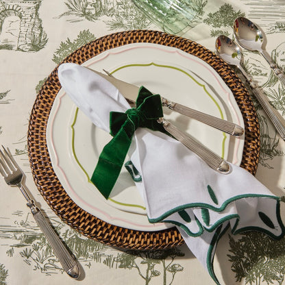 Green Velvet Napkin Bow (Set of 4)
