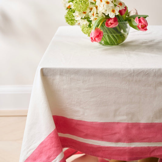 Provence Pink Edged Tablecloth