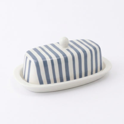 Blue Striped Butter Dish