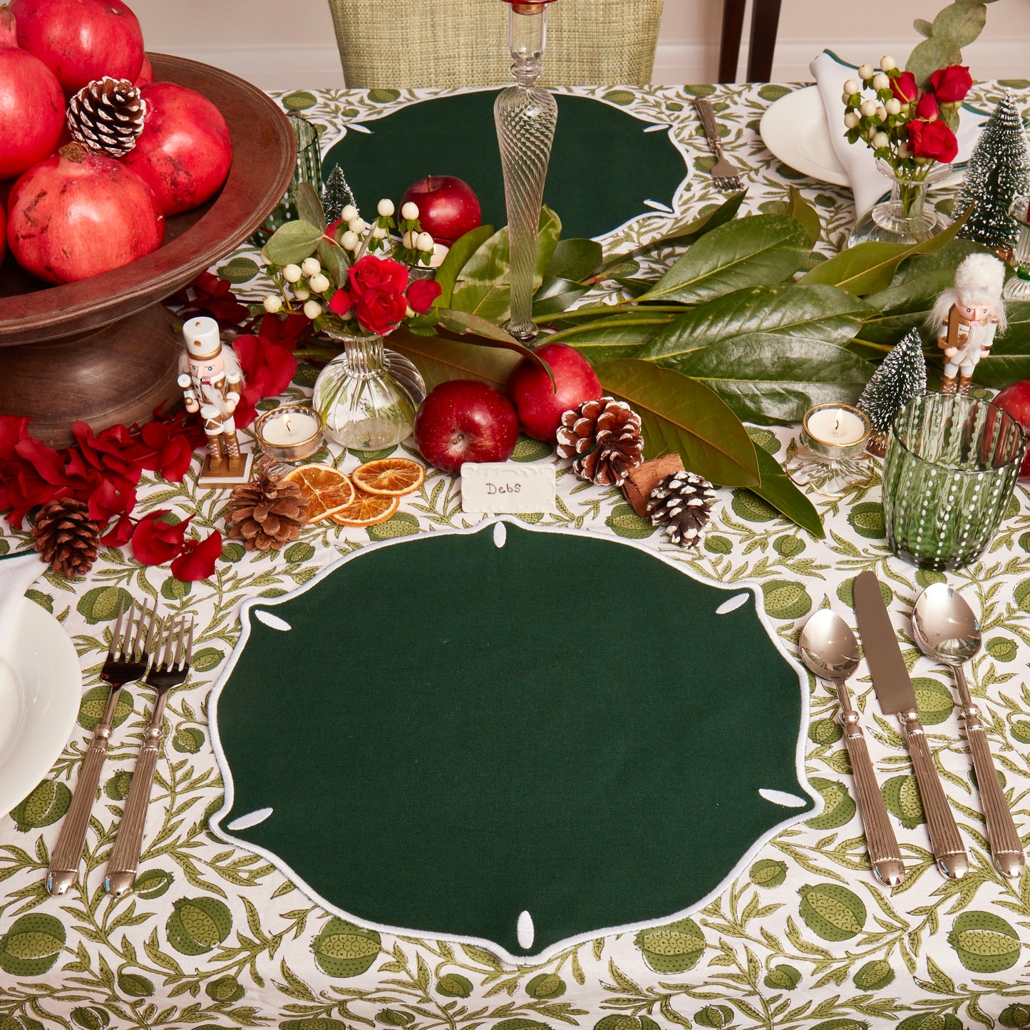 Pine Green Christmas Pomegranate Tablecloth