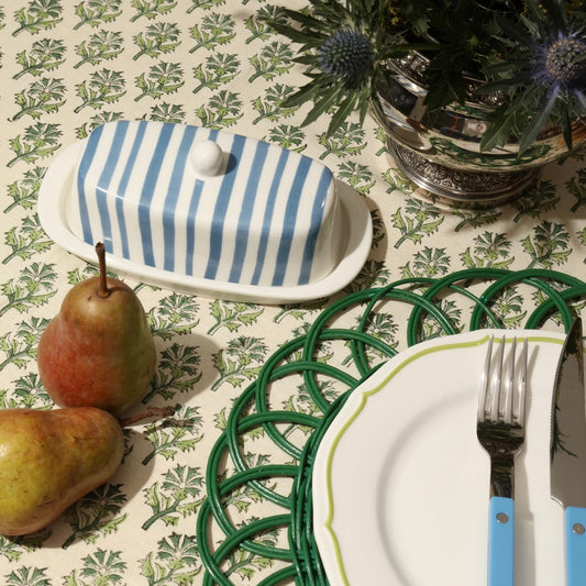 Blue Striped Butter Dish