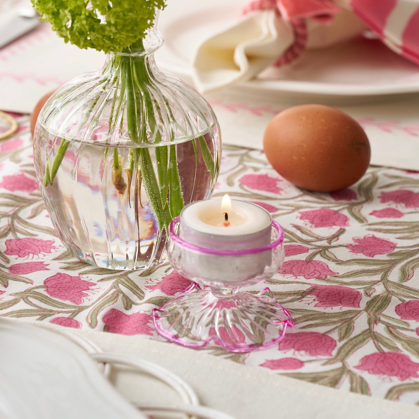 Pink Rimmed Tealight Holders (Set of 2)