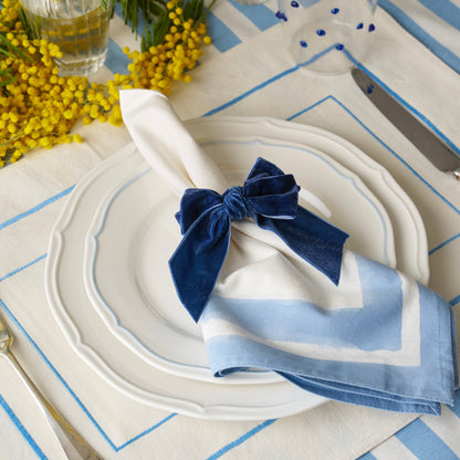 Denim Blue Velvet Napkin Bow (Set of 4)