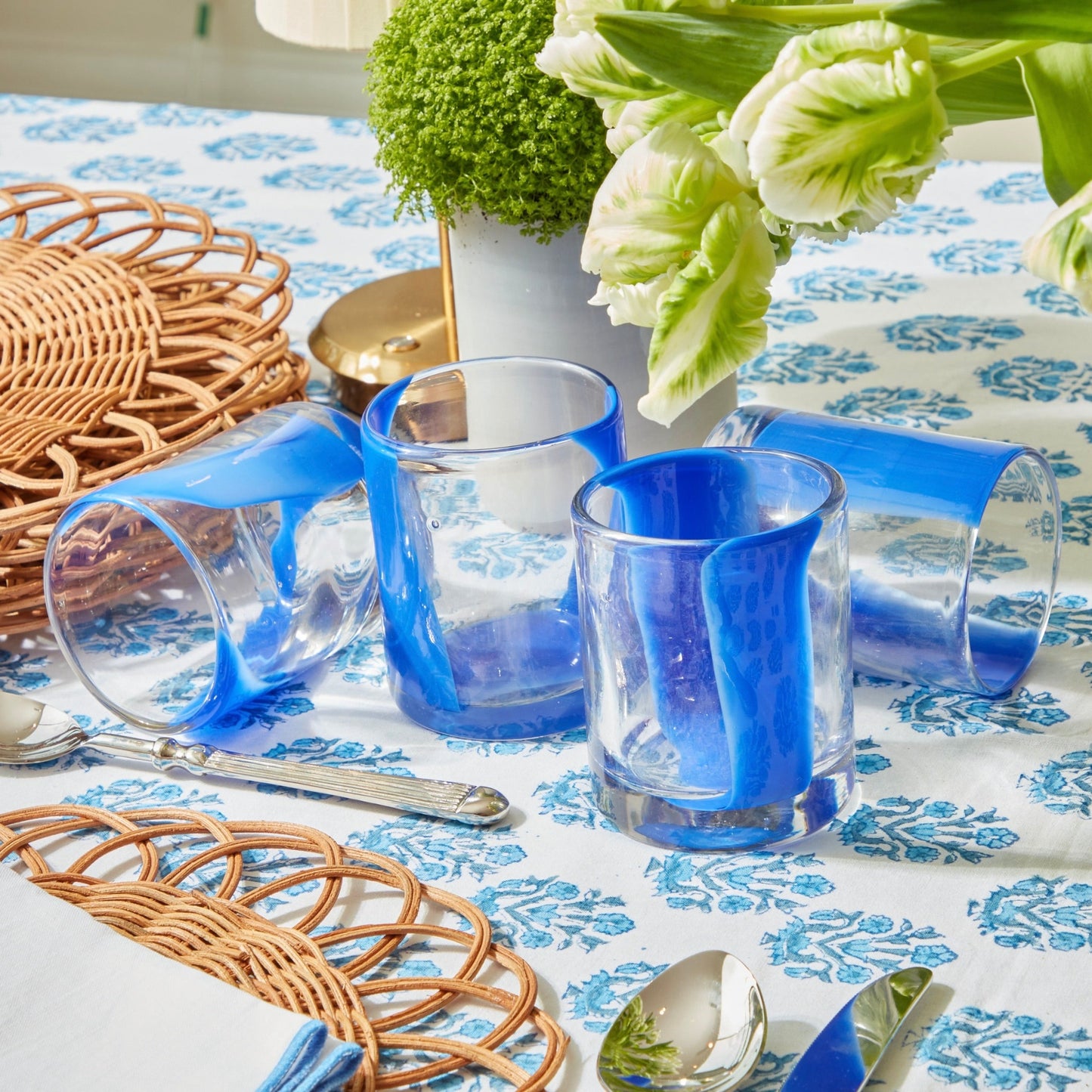 Blue Stripe Water Glasses (Set of 6)