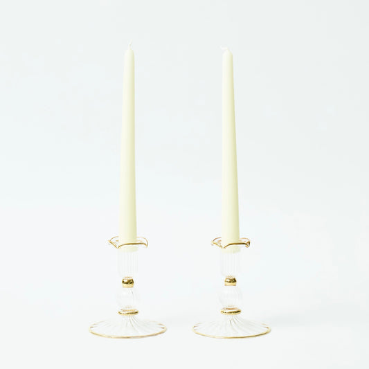 Gold rimmed Savannah Candleholders  (Set of 2)