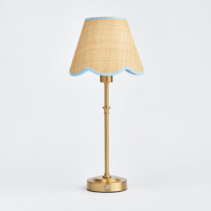 Blue Edged Raffia Scalloped Lampshade