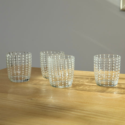 Clear White Speckled Water Glasses (Set of 4)