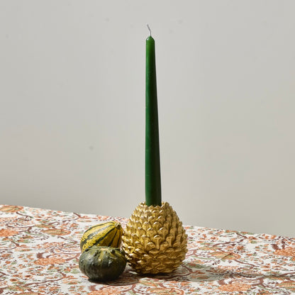 Pair of Golden Pine Cone Candlesticks