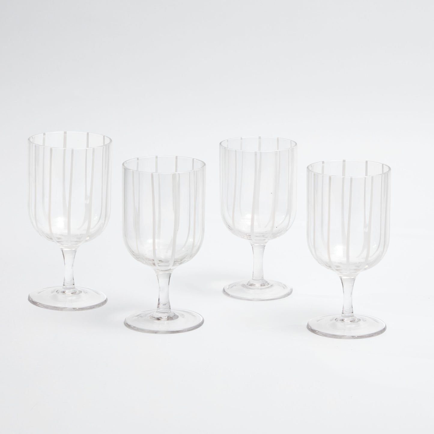 White Striped Footed Wine Glasses (Set of 4)