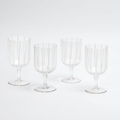 White Striped Footed Wine Glasses (Set of 4)