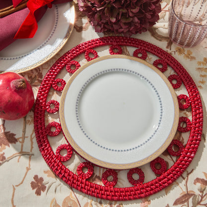 Red Columbus Rattan Placemat (Set of 4)