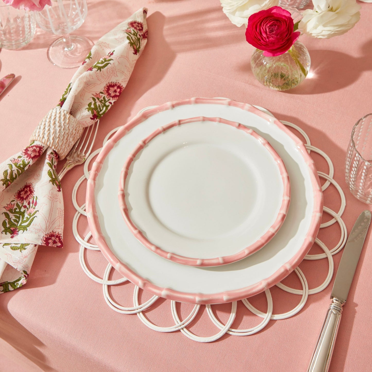 Large Pink Bamboo Dinner Plate  (1 piece)
