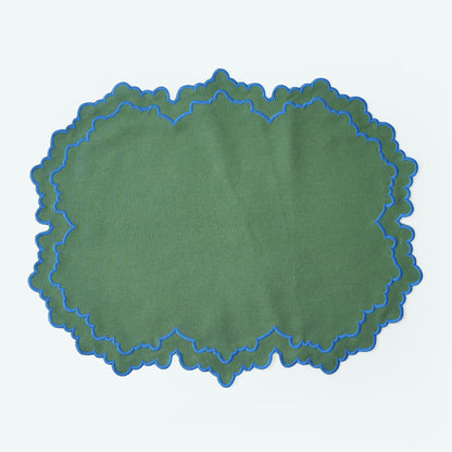 Mara Green & Blue Scalloped Placemats