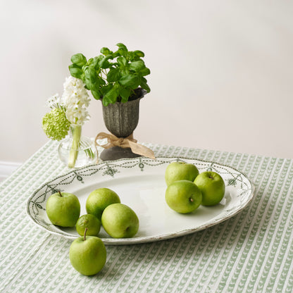 Vintage green and white serving platter