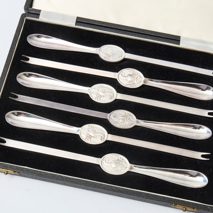 Set of 6 silver plated Lobster picks
