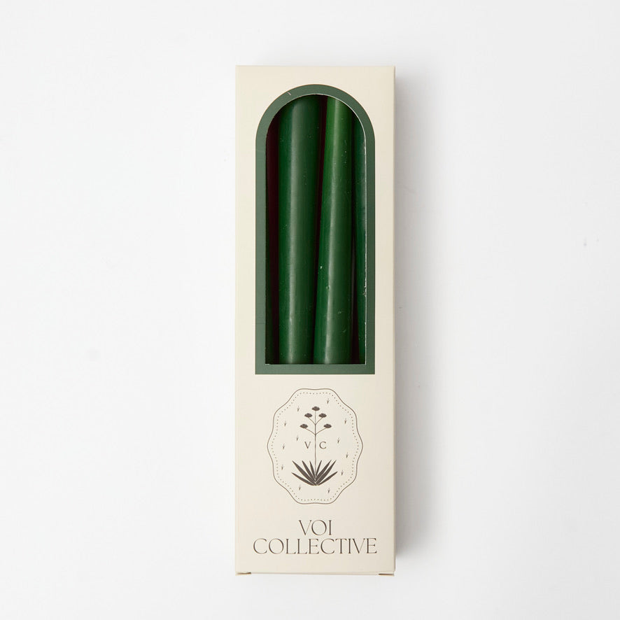 Dark Green Taper Candles (set of 8)