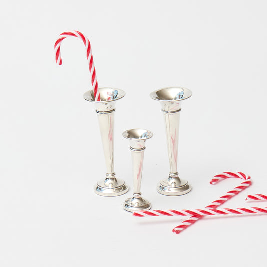 A Set of Miniature Silver plated Bud Vases  (Set of 3)