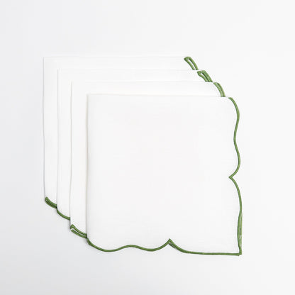 Green Ava Linen Napkins (Set of 4)