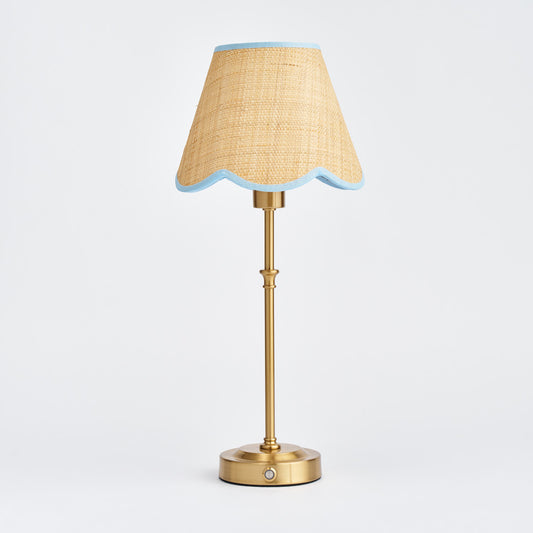 Lyla Rechargeable Table Lamp with Blue Raffia Lampshade