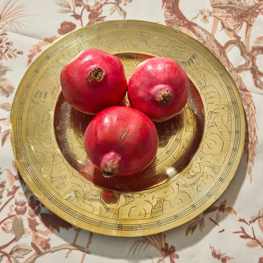 Pair of Brass Engraved Circular Platters