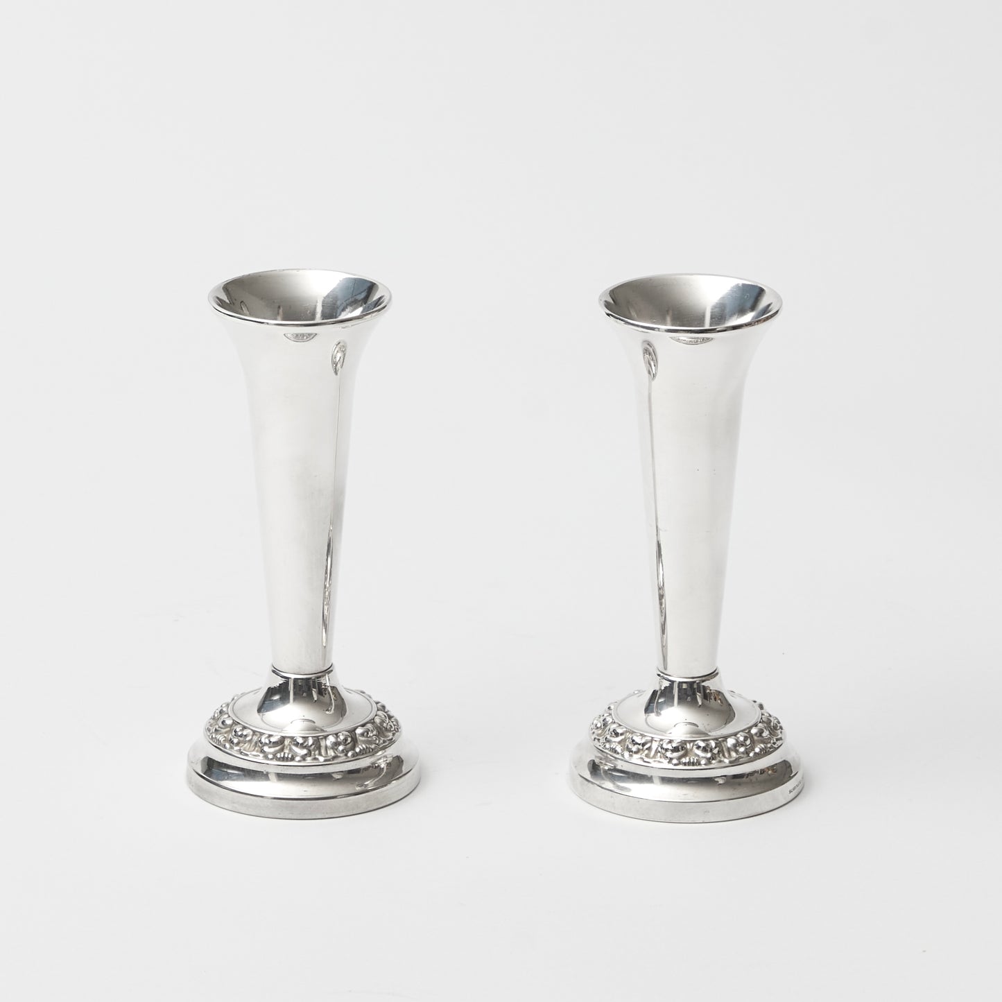 Pair of silver-plate bud vases