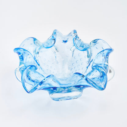 Blue Italian Glass Flower Dish