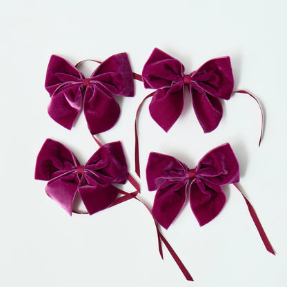 Deep Purple Velvet Napkin Bow  (Set of 4)