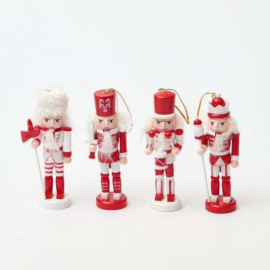 Miniature Red and White Nutcrackers (set of 4)