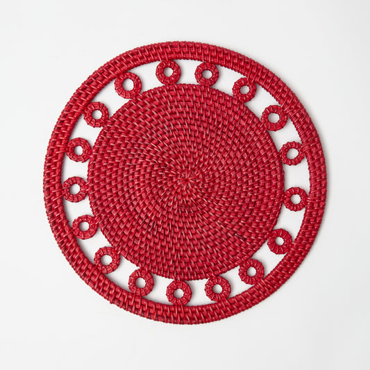 Red Columbus Rattan Placemat (Set of 4)