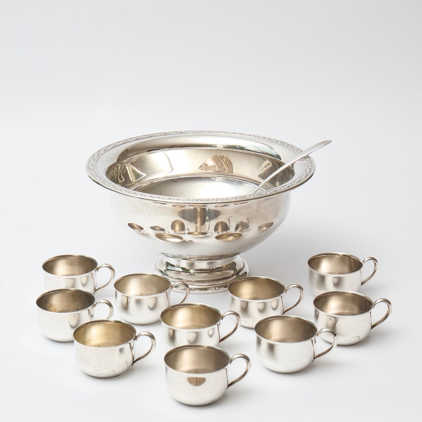 Silver Plated Punch Bow, ladle and 10 Cups