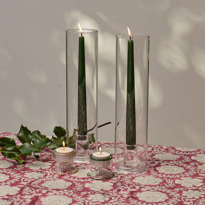 Glass Hurricane Lamp Candlesticks (Set of 2)