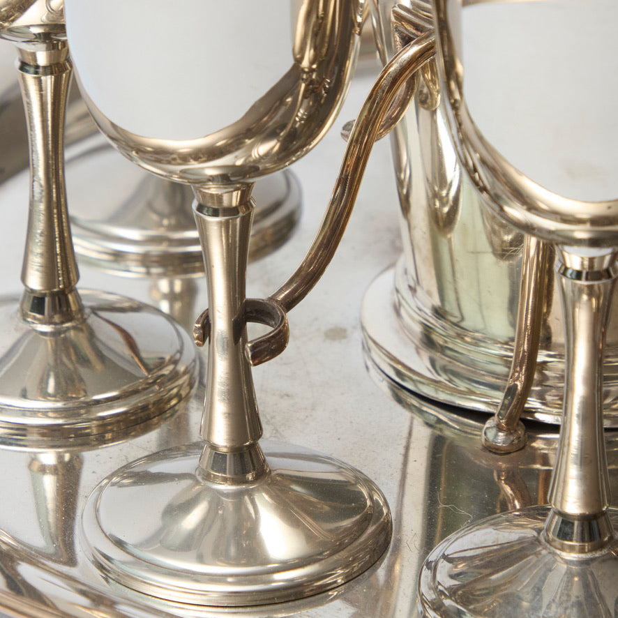 Silver-plate Cocktail shaker, tray and 6 Silver-plate Goblets