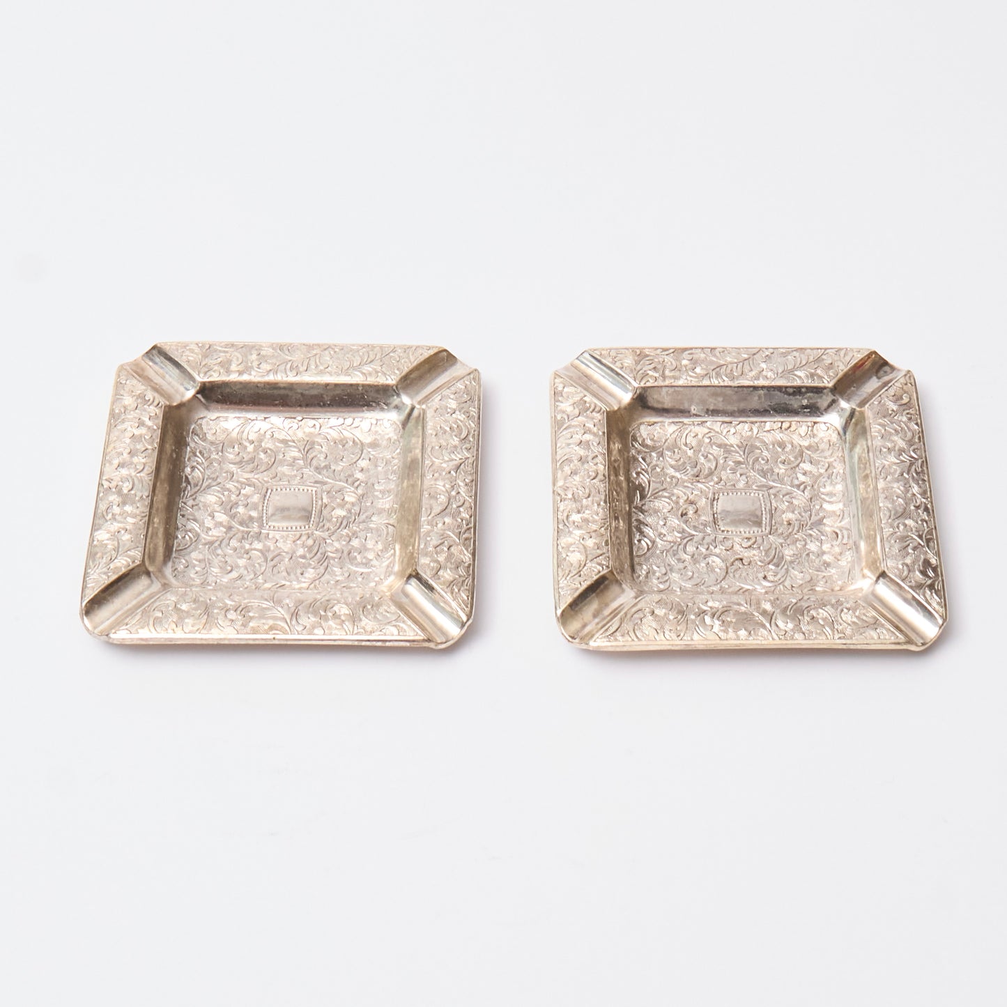 Pair of Silver-plated Foliate Ashtrays