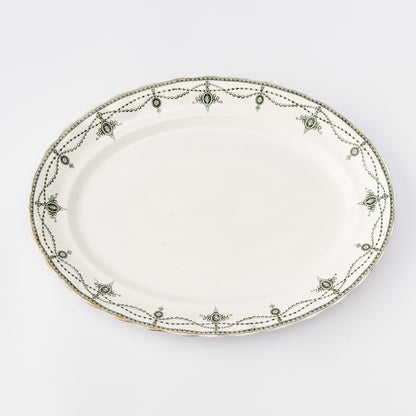 Vintage green and white serving platter