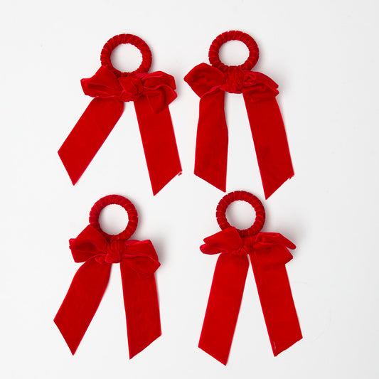 Red Velvet Napkin Bow (Set of 4)