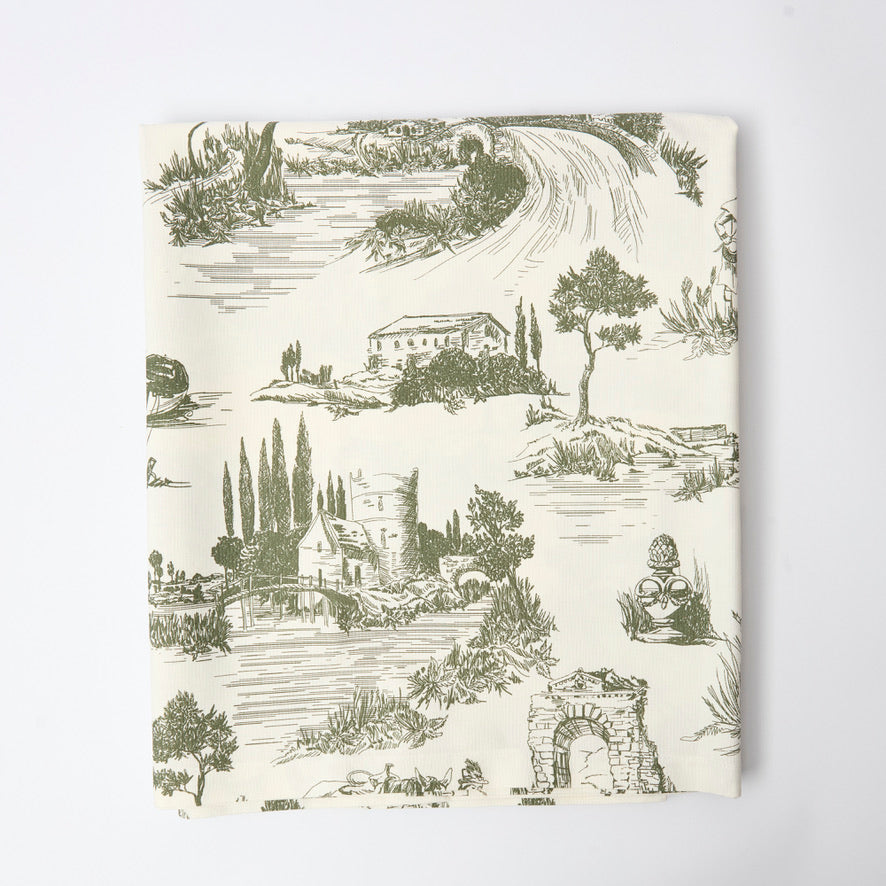Green Toile Tablecloth