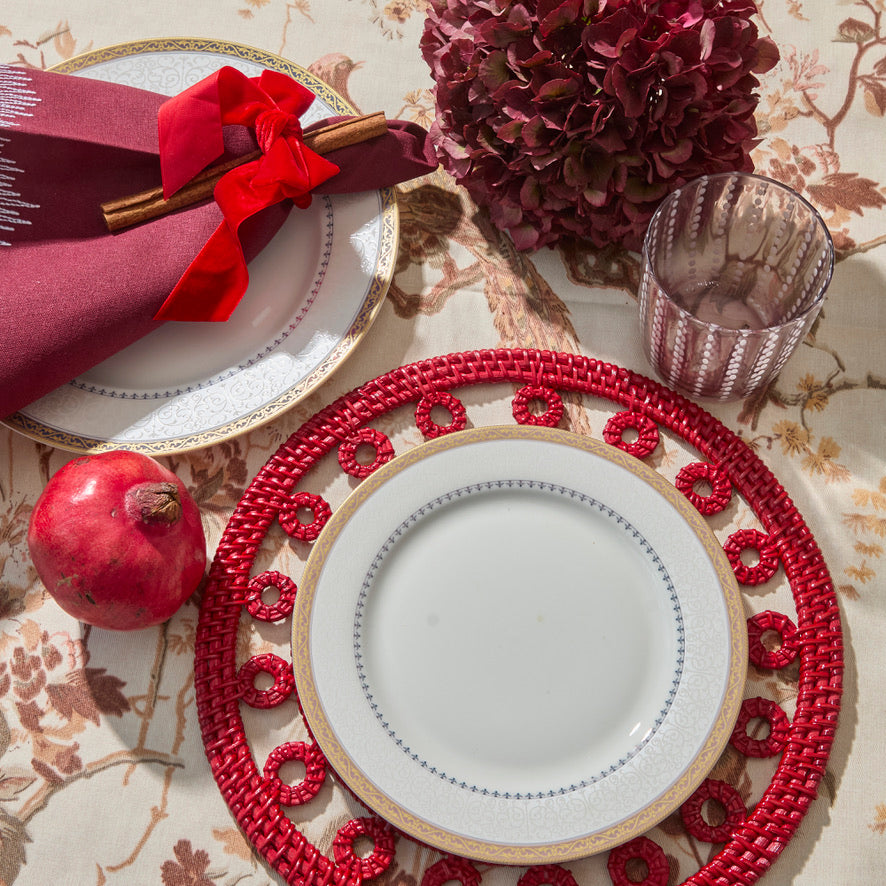 Red Columbus Rattan Placemat (Set of 4)