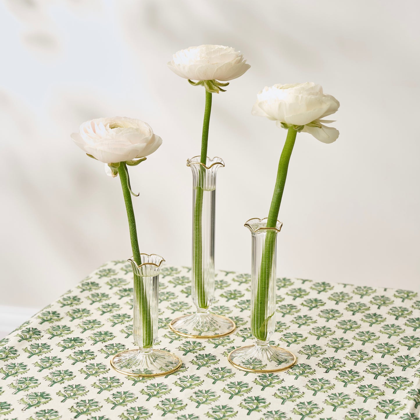 Fluted Gold Edged Single Stem Bud Vases (Set of 3)