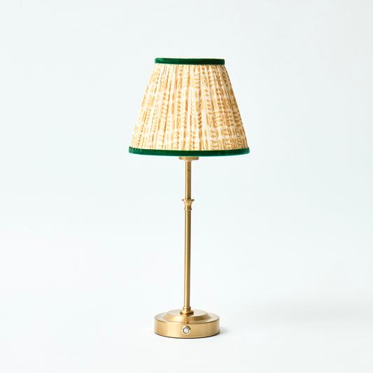 Lyla Rechargeable Table Lamp with Yellow Patola Lampshade