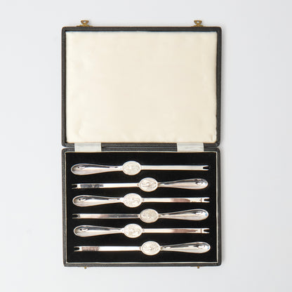 Set of 6 silver plated Lobster picks