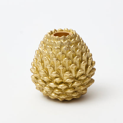 Pair of Golden Pine Cone Candlesticks