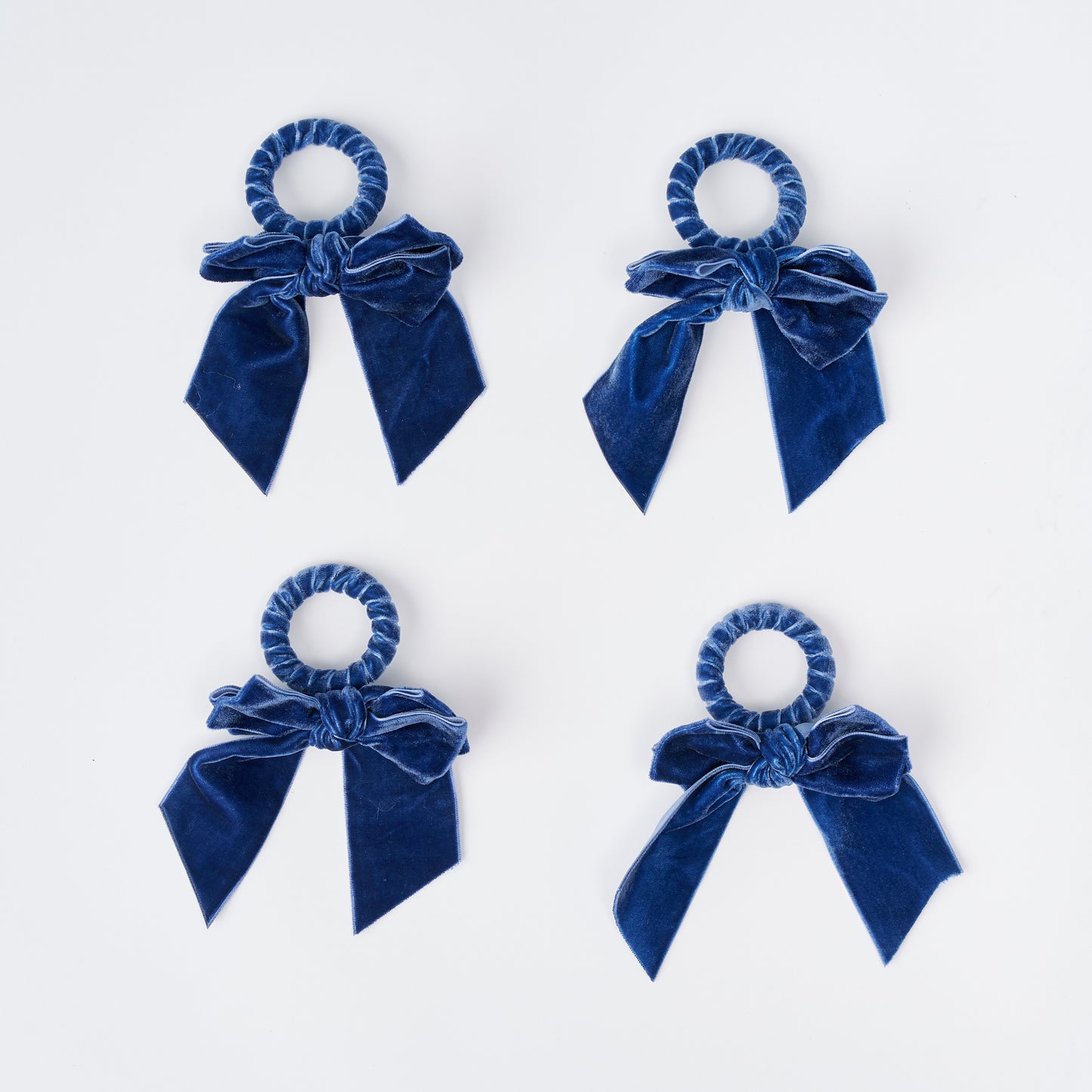 Denim Blue Velvet Napkin Bow (Set of 4)