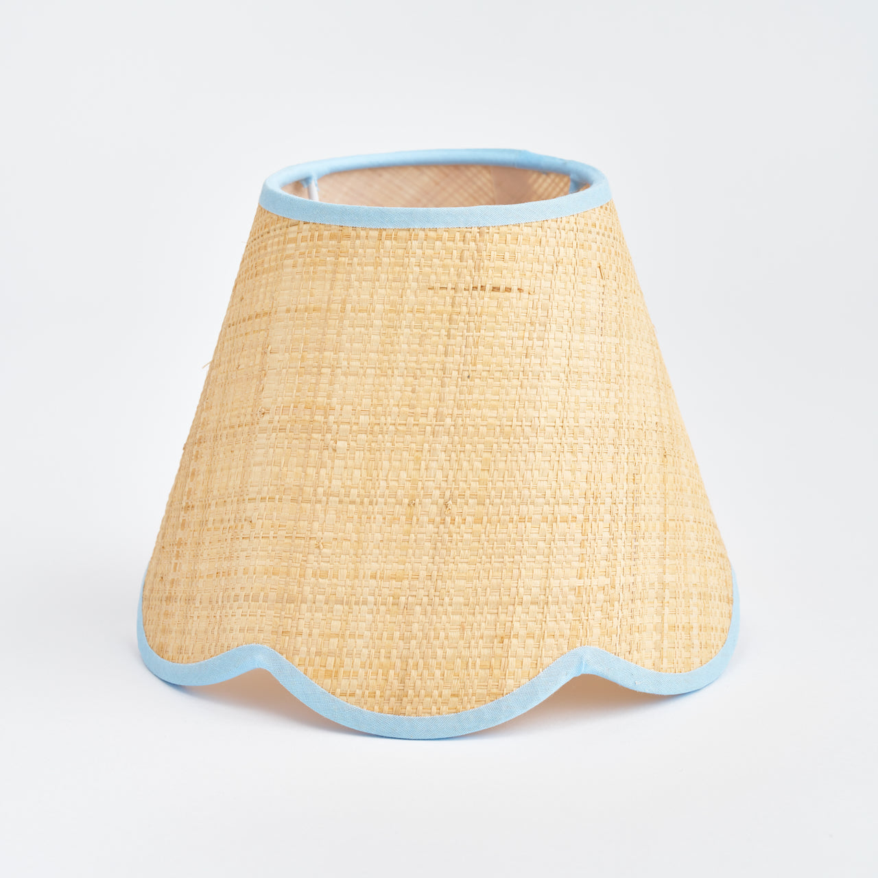 Blue Edged Raffia Scalloped Lampshade