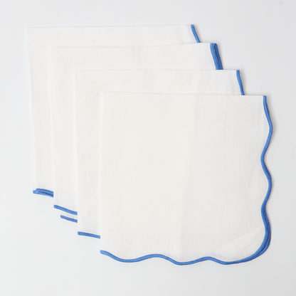 Blue Edged Linen Napkins (set of 4)
