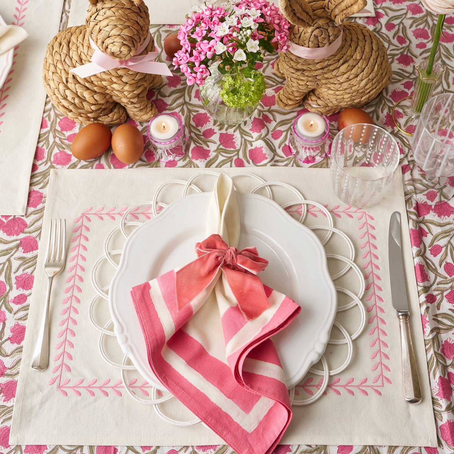 Pink Velvet Napkin Bow (Set of 4)
