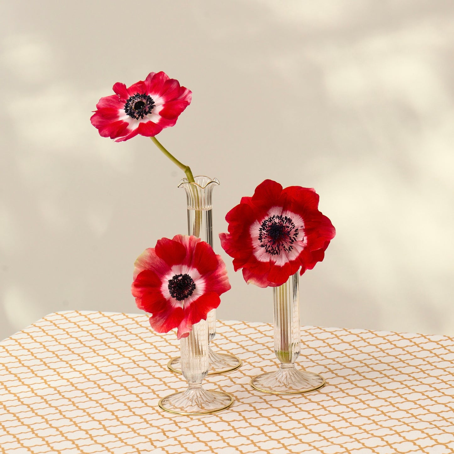 Fluted Gold Edged Single Stem Bud Vases (Set of 3)