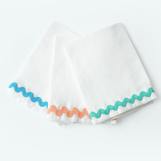 Linen Rick Rack Tea Towel - Set of 3