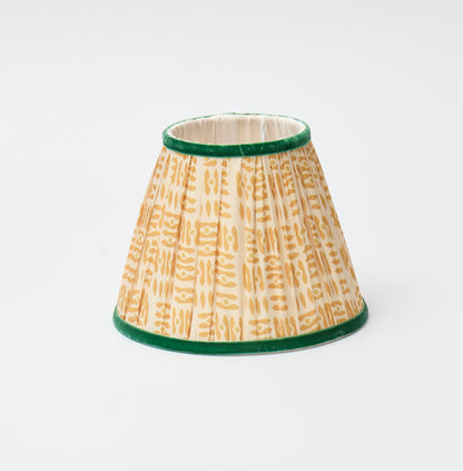 Yellow Patola Lampshade with Velvet Trim